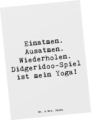 Produktbild von Mr. & Mrs. Panda Ansichtskarte Spruch Didgeridoo Yoga - Weiß - Geschenk, Postkarte, spirituell, Kunstkarten, Kultur, Musikinstrument, Instrument, Postkarten, Grußkarte