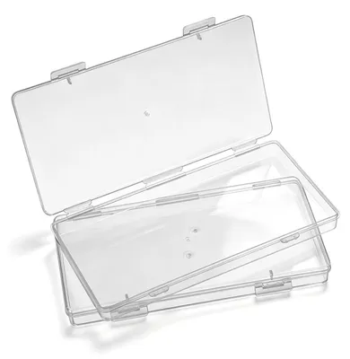 2 Mini-Aufbewahrungsboxen, 16,5 x 8,7 x 1,6 cm, transparent