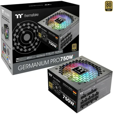 Produktbild von Germanium Pro RGB 0750W (schwarz, 1x 12-Pin High Power GPU, 4x PCIe, Kabelmanagement, 750 Watt)