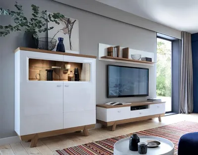 Produktbild von Designer Wohnzimmer Set 3 tlg Modern Wohnwand TV-Lowboard Medienmöbel Regale