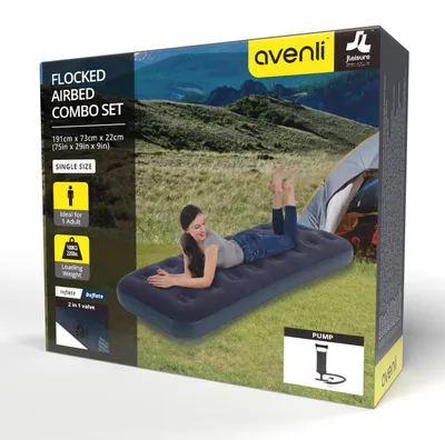 Produktbild von Beflockte Matratze für 1 Person 191x73x22cm mit Pumpe 2in1 24040
