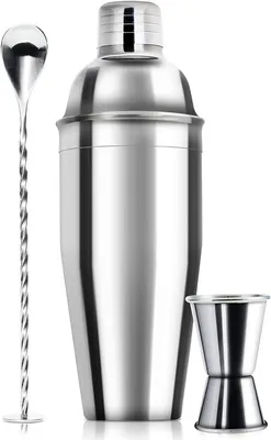 Immagine prodotto di Set per cocktail – 680 ml – Miscelatore professionale per margarita – Shaker per cocktail – Set di misurini e cucchiaini per mescolare