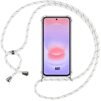 Image de Coque pour Samsung Galaxy A37 5G, Antichoc Anti-Rayures Transparent avec Cordon Blanc