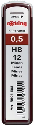 Image de ROTRING Mine fine boîte Mines fines 12 pièces 0,5 HB