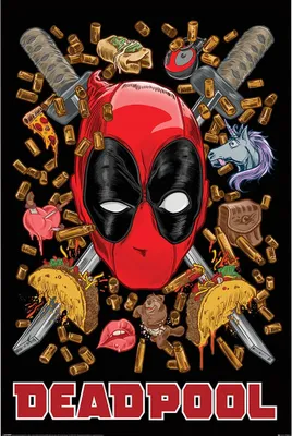 Image de Deadpool - Poster, Chimichanga TA12890 (91 cm x 61 cm) (Noir/Rouge)