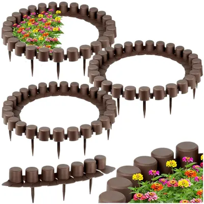 Produktbild von Vilde | Rasenkante - 12er Set - Witterungsbeständig - Kunststoff - Gartenpalisade Braun