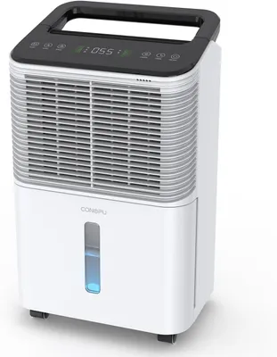 Image de Déshumidificateur d'air 16L/jour, déshumidificateur électrique ultra-silencieux,centrale intelligente, mode AUTO, indicateur de niveau d'humidité, 24 heures