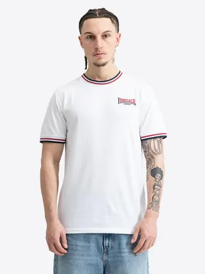 Produktbild von Herren T-Shirt schmale Passform QUIN White/Dark Navy/Dark Red L Lonsdale