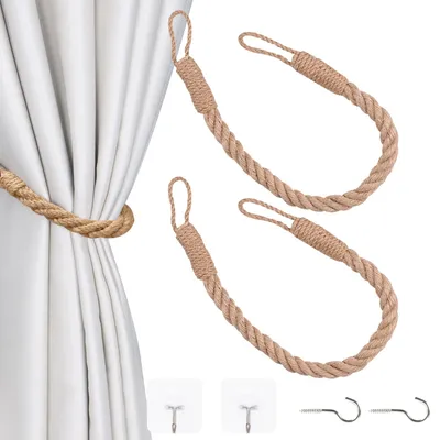 Productafbeelding van Set van 2 Jute Touw Voorhanghouders met Haken