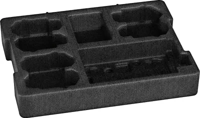 A black foam insert for a tool or equipment starter set.