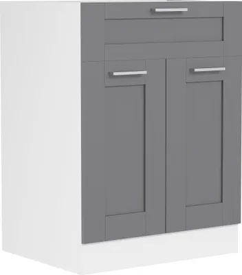 Zdjęcie produktu dla Szafka kuchenna | Wymiary ok. H. 82 x W. 60 x. T. 46 cm | Szafka dolna z dwoma drzwiami obrotowymi i szufladą w stylu wiejskim | Meble kuchenne - Colura