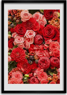 Produktbild von Bild - Bilderrahmen - 50 cm x 70 cm - MDF - Rahmen - Wandkunst Ein Blumenstrauß