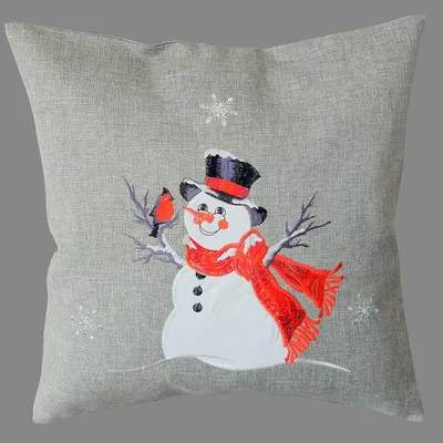Produktbild von Kissenhülle 40 x 40 cm Stickerei Schneemann 40 x 40 cm Kissenhülle