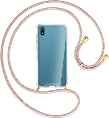 Produktbild von Handykette Backcover-Schutzhülle mit Band (Metall goldfarben) für Huawei Y5 2019 - roségold