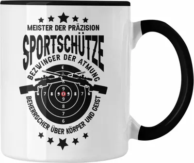 Produktbild von Trendation - Schütze Sportschütze Tasse Geschenk Schießsport Schützenverein (Schwarz)