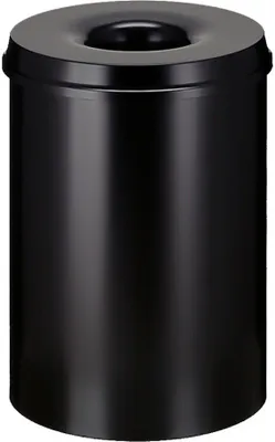 Produktbild von Selbstlöschender Papierkorb & Abfallsammler aus Metall | 30 Liter, HxØ 47x33,5cm | Schwarz