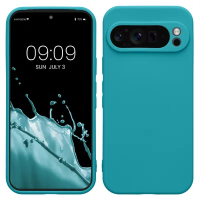 Produktbild von kwmobile Handyhülle für Google Pixel 9 Pro Hülle - weiches Handy Silikon Case - Schutzhülle Cover - Petrol matt