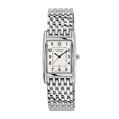 Obrázok produktu pre Dámske náramkové hodinky DUGENA 7000120 Quadra Artdeco, quartz, biely ciferník, puzdro z nehrdzavejúcej ocele, zafírové sklíčko, náramok z nehrdzavejúcej ocele, dvojitá skladacia spona, 5 barov