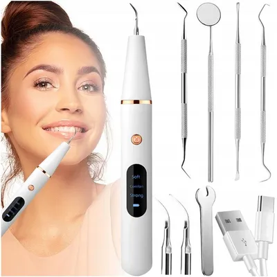 Produktbild von Ultraschall Zahnsteinentferner Smart Mit Led 3 Modi 2 Aufsaetze Ipx6 Usb Ladegeraet Dental Set Fuer Zuhause