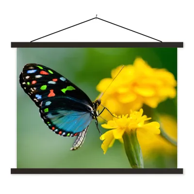 Produktbild von MuchoWow® Textilposter Schmetterling - Blume - Tier - Insekt 40x30 cm mit schwarzem Rahmen - Dekorationen