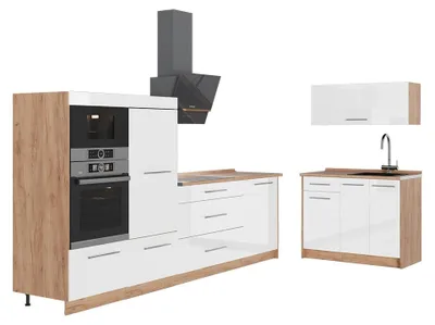 Obrázok produktu pre Kuchyňa Vicco Fame-Line Biely vysoký lesk/Dub Goldkraft 380 cm, AP Oak, Model 64109