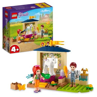 Immagine prodotto di LEGO 41696 Friends cura dei pony, stalla con figura di cavallo e mini bambola di Mia, giocattolo fattoria per bambini dai 4 anni, giocattolo cavallo per bambine e bambini