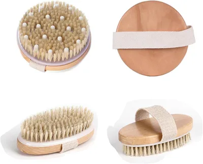 Immagine prodotto di Set di spazzole per massaggio, composto da 2 pezzi, con setole naturali, ideale per il massaggio linfodrenante