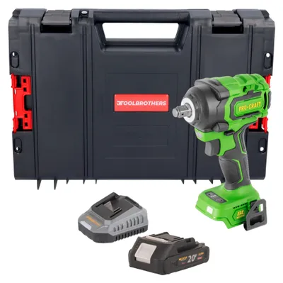Produktbild von Procraft PWA18bb Akku Schlagschrauber 20 V 550 Nm 1/2" Brushless + 1x Akku 2,0 Ah + Ladegerät + RHINO Toolcase