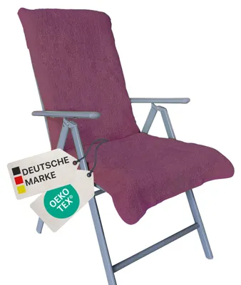 Produktbild von NYVI Frottee Schonbezug für Gartenstuhl NYVISpa 60x130 cm Lila - Hygiene Auflage für Hochlehner Gartenstühle Campingstühle - Handtuch Bezug - 100