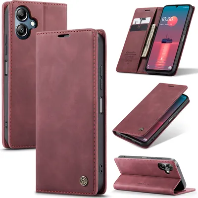 Image de Etui pour Samsung Galaxy A06, étui rétro en cuirPolyuréthaneavec fonction stand rouge
