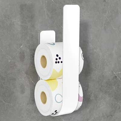 Produktbild von Selbstklebender Toilettenpapierhalter - Aufbewahrung für 3 Rollen - weiß