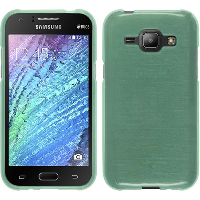 Produktbild von PhoneNatic Case kompatibel mit Samsung Galaxy J1 (2015 - J100) - grün Silikon Hülle brushed + 2 Schutzfolien