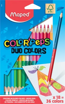 Obrázok produktu pre Maped 829601 Maped trojhranná farebná ceruzka COLOR'PEPS DUO, škatuľka 18 ks
