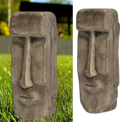 Produktbild von Moai Kopf Statute gold H26 cm Terracotta Büste Skulptur Dekofigur Steinstatue Osterinsel Gartenfigur Steinkopf
