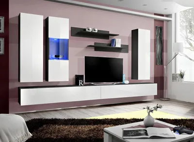 Produktbild von Designer Set 7 tlg. Wohnwand Hänge Vitrine Wandschrank Luxus Möbel Wohnzimmer