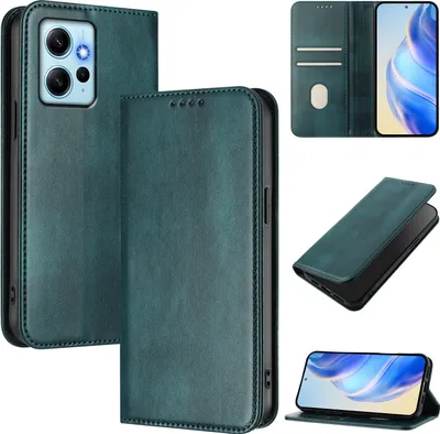 Immagine prodotto di Custodia per Xiaomi Redmi Note 12 4G, custodia in pelle vintage con protezione RFID, slot per schede, supporto Verde