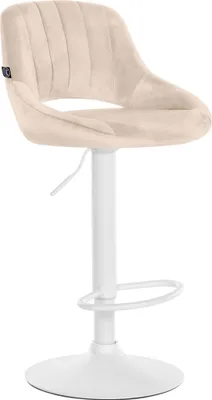 Produktbild von CLP Barhocker Milet Samtbezug höhenverstellbar drehbar mit Rückenlehne creme Gestell Farbe weiß