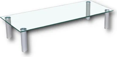 Produktbild von HOOZ TV-Board TV-Rack Glas mit 17 cm Aluminiumfüßen perfekt geeignet als Fernsehtisch oder Bildschirmständer, Klarglas - 80 x 35 cm