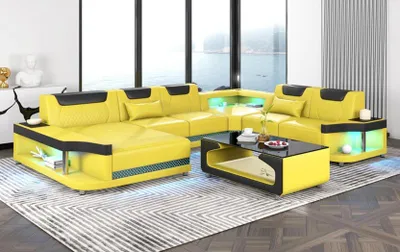 Produktbild von Ecksofa U Form+Couchtisch Modernes Polster Wohnzimmer Möbel Ecksofa Design Sofa