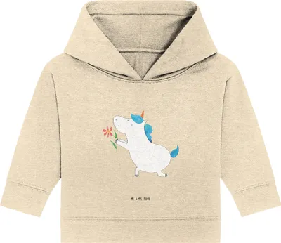 Produktbild von Mr. & Mrs. Panda Organic Baby Hoodie Einhorn Blume 24. - 36. Monat - Natural Raw - Geschenk, Kapuzenshirt, Unicorn, Partner, Antrag, Liebe, Einhörner, Kapuzensweatshirt