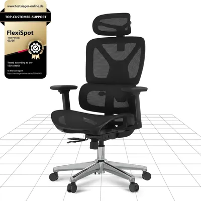 Zdjęcie produktu dla Fotel biurowy ergonomiczny - Fotel obrotowy - Siatka - Czarny - Do 130 kg