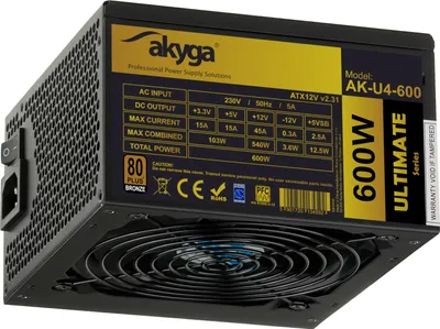 Produktbild von Akyga AK-U4-600 ATX-Netzteil 600W 80+ Bronze APFC P8 PCI-E 6pin 6+2pin 6x SATA