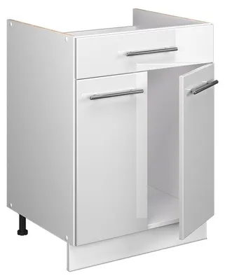 Immagine prodotto di Mobile base per lavello/piano cottura Vicco Fame-Line Bianco lucido/Bianco 60 cm con cassetto, senza piano di lavoro, Model 60989