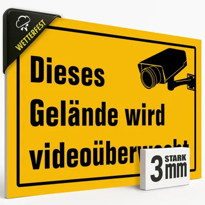 Produktbild von Schild Gelände videoüberwacht 20x30 cm VIDEO Kamera ÜBERWACHUNG Privat, Hartschaumplatte 3mm stabil, wetterfest - Warnschild Videoüberwachung PVC #124