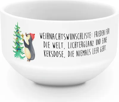 Produktbild von Mr. & Mrs. Panda salatschälchen Pinguin Weihnachtsbaum - Weiß - Geschenk, schale, Bowlschale, dessertschale, Weihnachtsdeko, Schüssel, Winter, Obstschale, Suppenschüssel