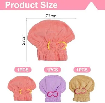 Produktbild von 3 Stück schnell trocknende Mikrofaser-Haarhandtücher mit Schleife, Haarturban und Kopfhandtuch für langes, kurzes und glattes Haar (Braun, Rosa, Lila)