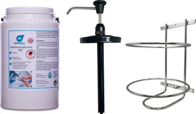 Produktbild von KaiserRein Handreinigungscreme PRO 3 L Handwaschpaste Eimer, Pumpspender und Wandhalter SET gegen stärkste Verschmutzungen Hocheffektiv gegen hartnäckige Verschmutzungen wie Teer, Öle, Fette, Farben