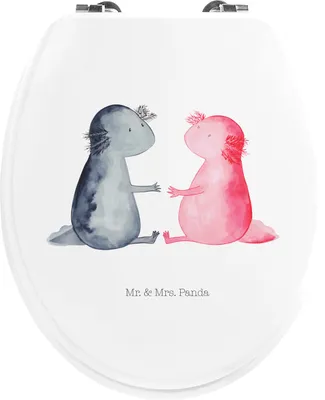 Produktbild von Mr. & Mrs. Panda klo deckel Axolotl Liebe - Weiß - Geschenk, Klo-Deckel, WC Brille, Klodeckel, glücklich, Lurch, Molch, WC-Sitz, Paar, Klositz