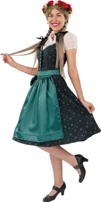 Produktbild von Dirndl Midi mit grüner Schürze ohne Bluse Trachtenmode, Groesse:46