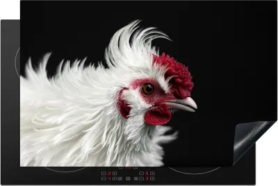Produktbild von KitchenYeah© Herdabdeckplatte Huhn - Vogel - Schwarz , 80x52cm, Küche Deko, Glaskeramikkochfeld Herdabdeckung, Abdeckplatte fùr Kochfeld